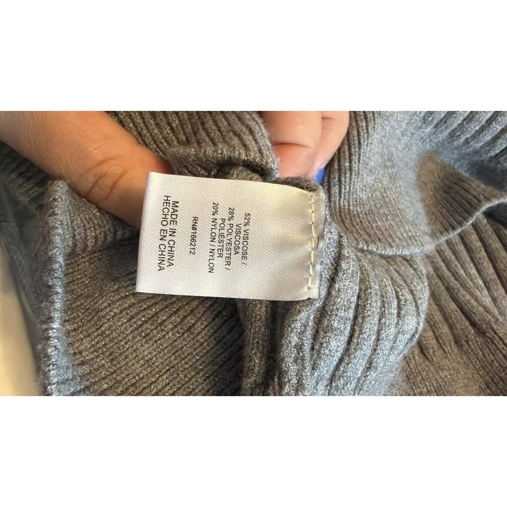 Elle Womens Sleeveless Turtleneck Sweater Heather Gray Ribbed Knit Top XS - Picture 4 of 5